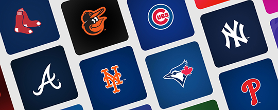 Logos of various MLB<sup>&reg;</sup> teams with play-by-plays on SiriusXM