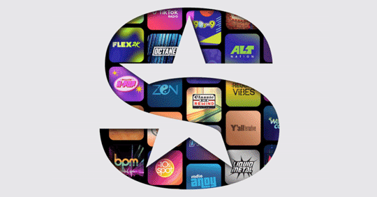 Animation of 'S' icon from logo with channel logos moving within it